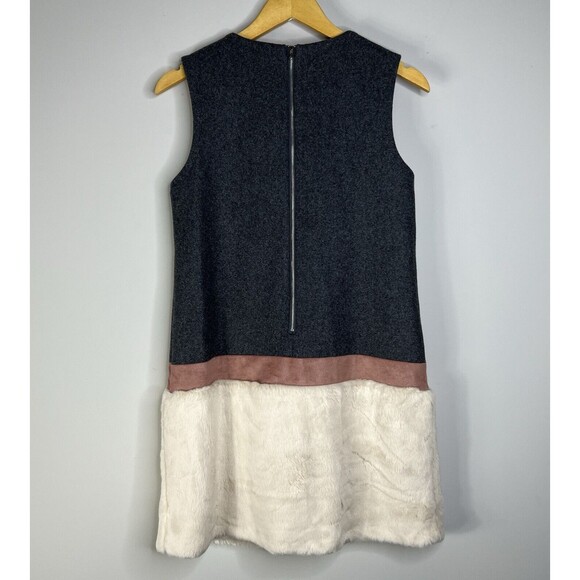 Sister Jane Dress Women's Size S Wool Faux Fur Blend Sleeveless Mod Color Block - Picture 2 of 8